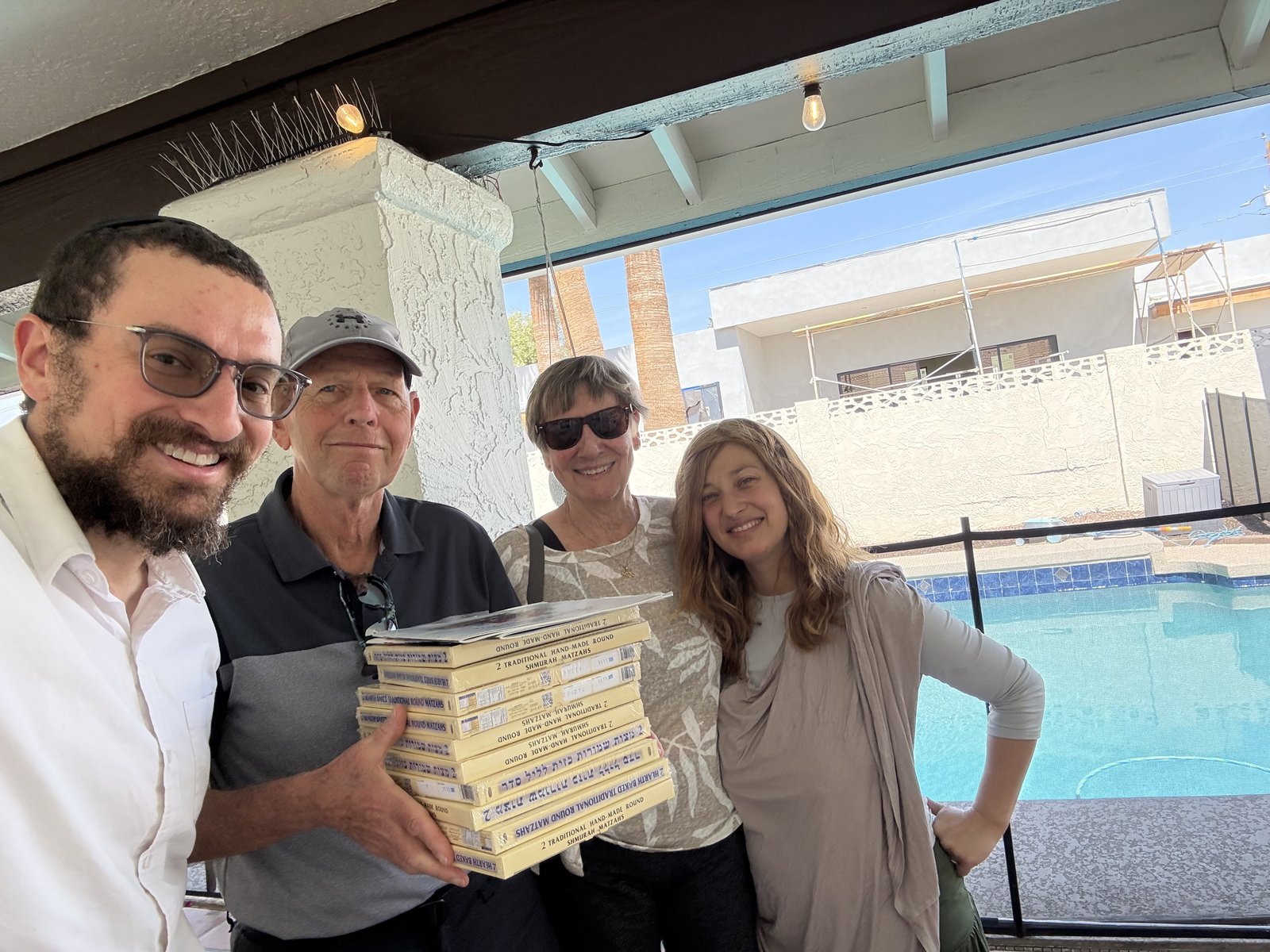 Delivering hand-made shmurah matzah for Passover to a Jewish household